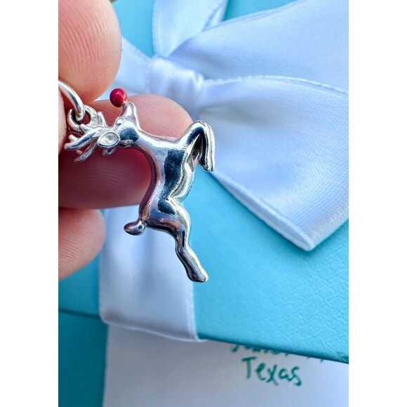 Tiffany & Co. Extremely RARE Rudolph Reindeer Christmas Charm Silver Red Enamel - Picture 3 of 9